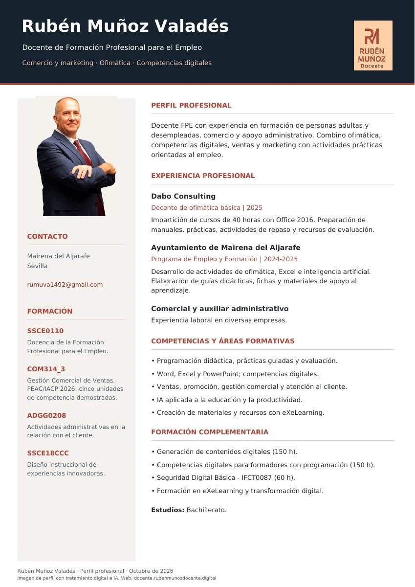 Currículum profesional de Rubén Muñoz Valadés